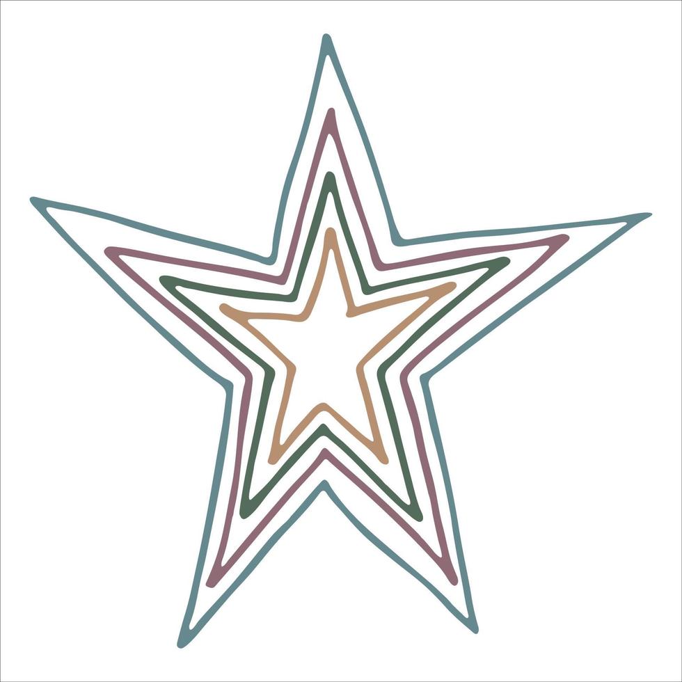 Vector hand drawn star illustration. Cute colorful doodle isolated on white background. For print, web, greeting card, design, decor.