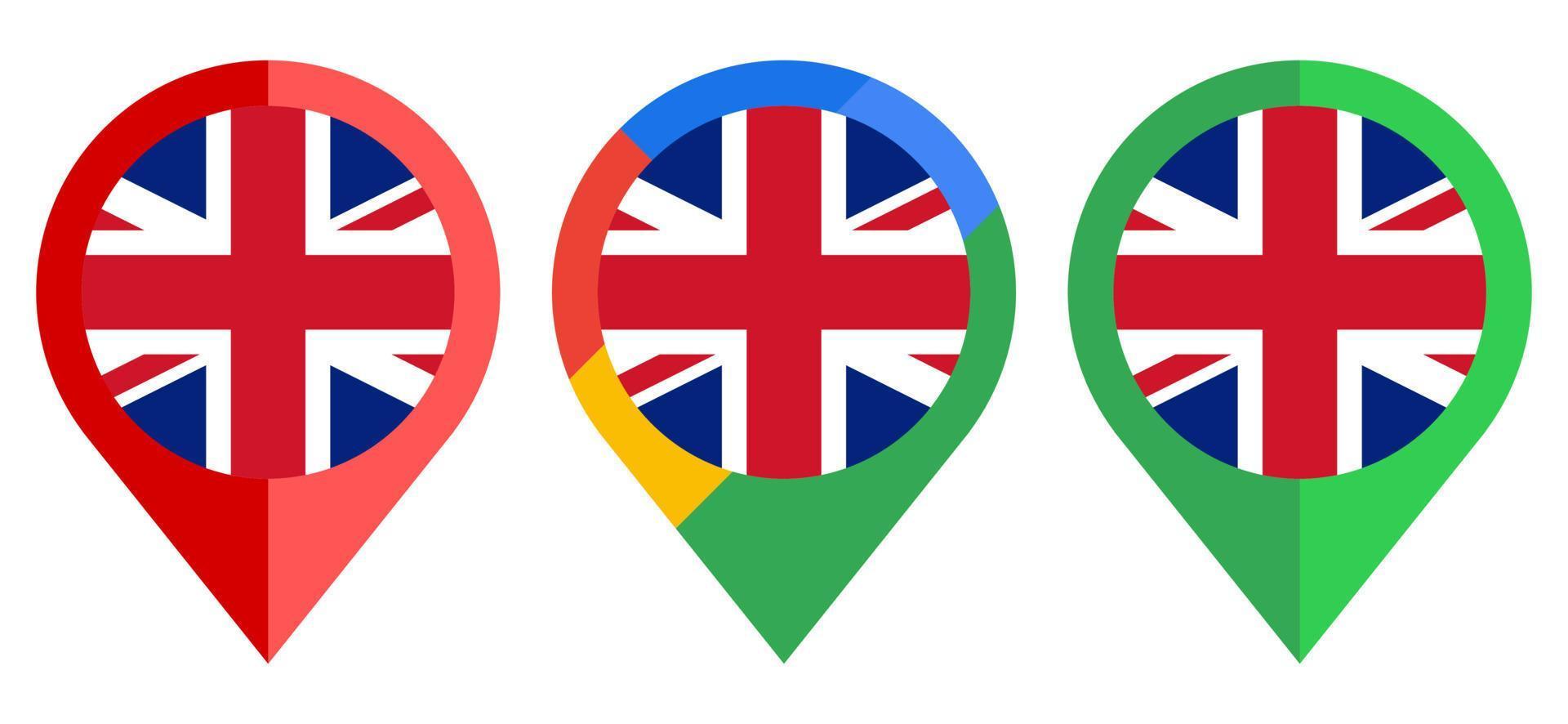 flat map marker icon with united kingdom flag isolated on white background vector