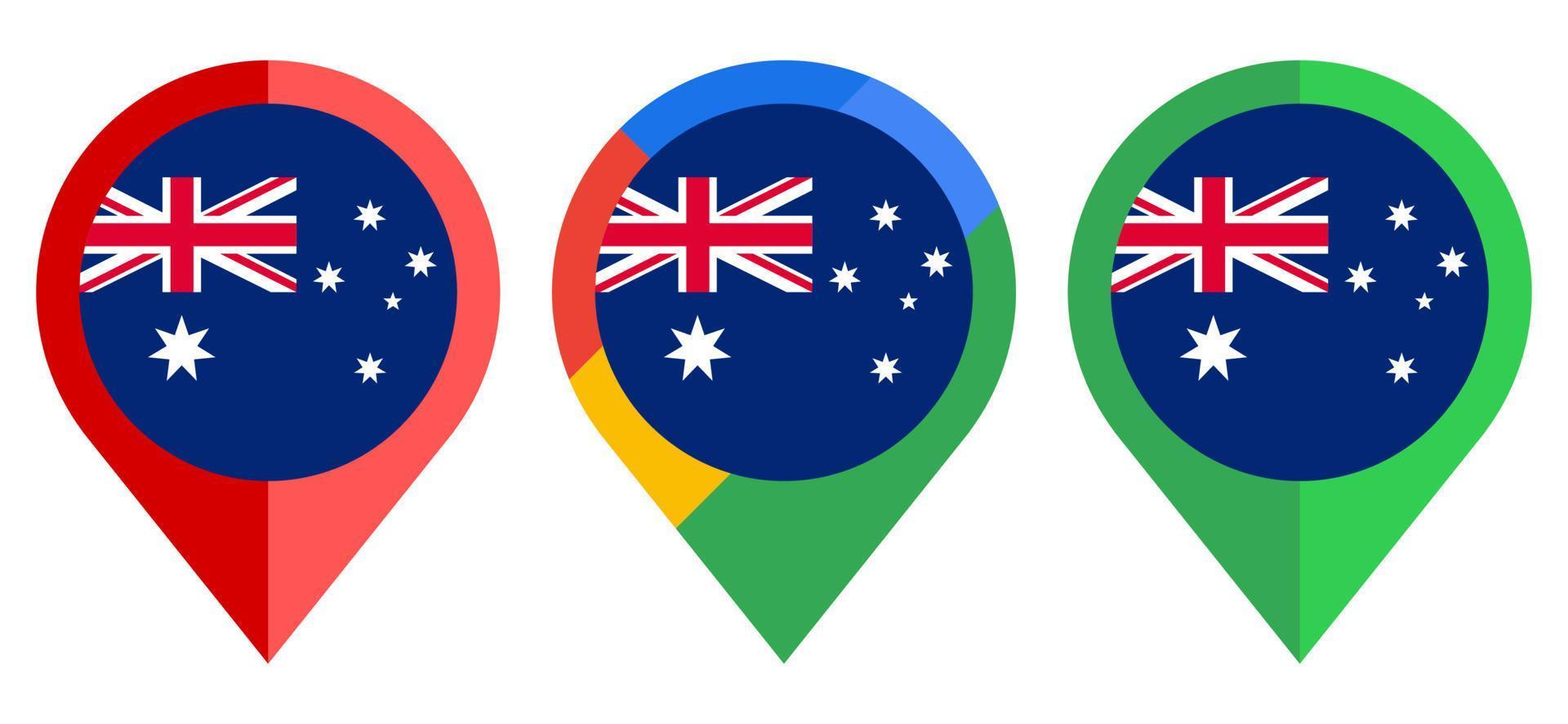 flat map marker icon with australia flag isolated on white background vector