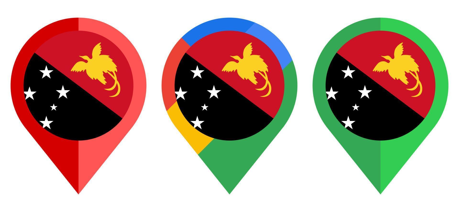 flat map marker icon with papua new guinea flag isolated on white background vector