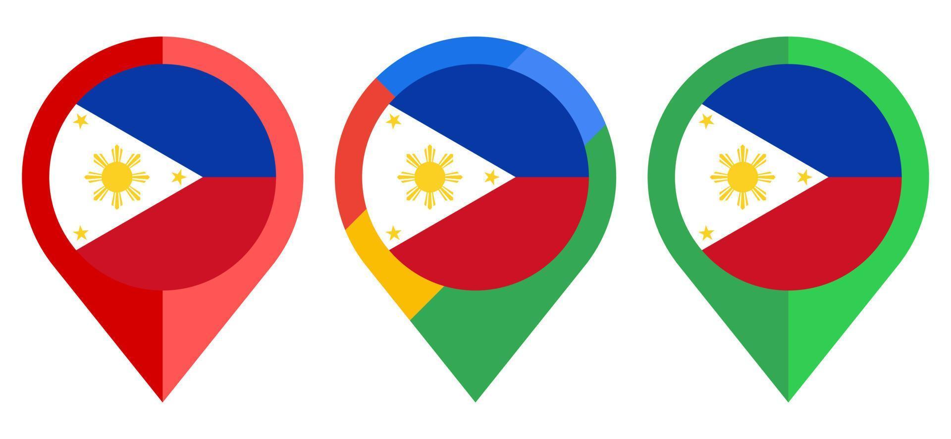 flat map marker icon with philippines flag isolated on white background vector