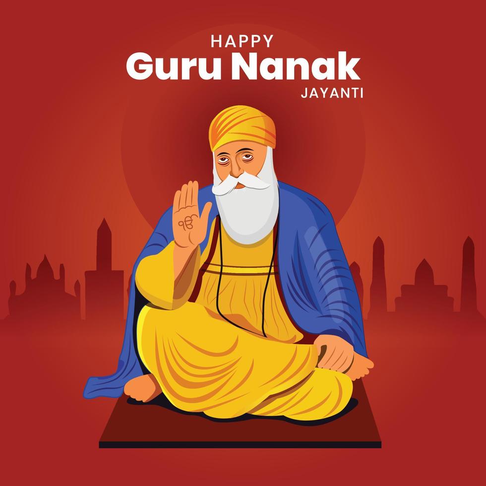 ilustración de happy gurpurab, guru nanak jayanti festival de fondo de celebración sikh vector