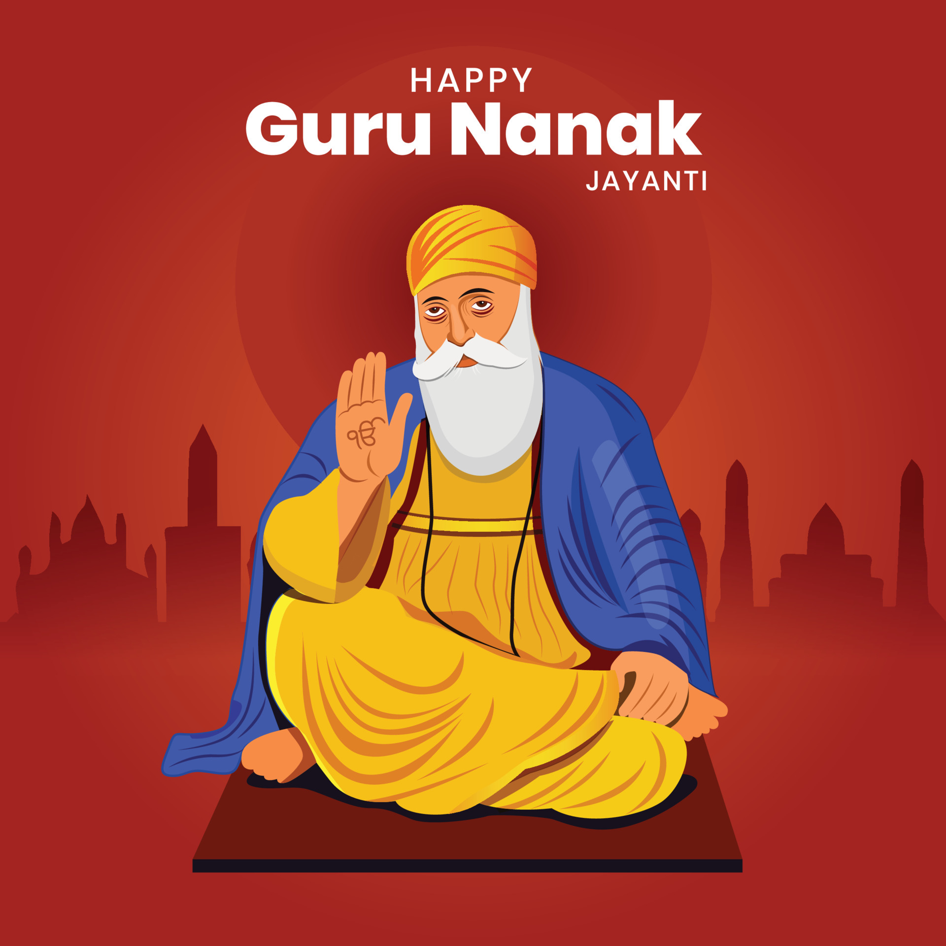 illustration of Happy Gurpurab, Guru Nanak Jayanti festival of Sikh