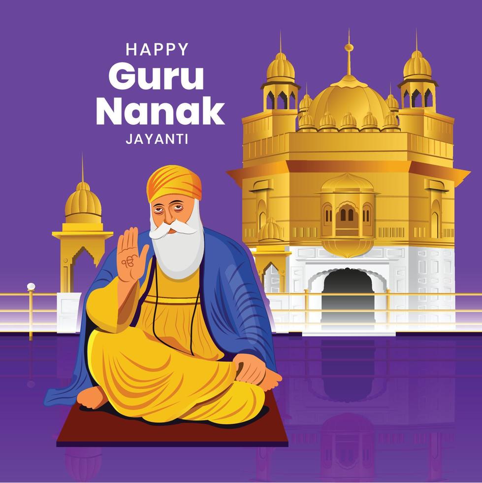 ilustración de happy gurpurab, guru nanak jayanti festival de fondo de celebración sikh vector