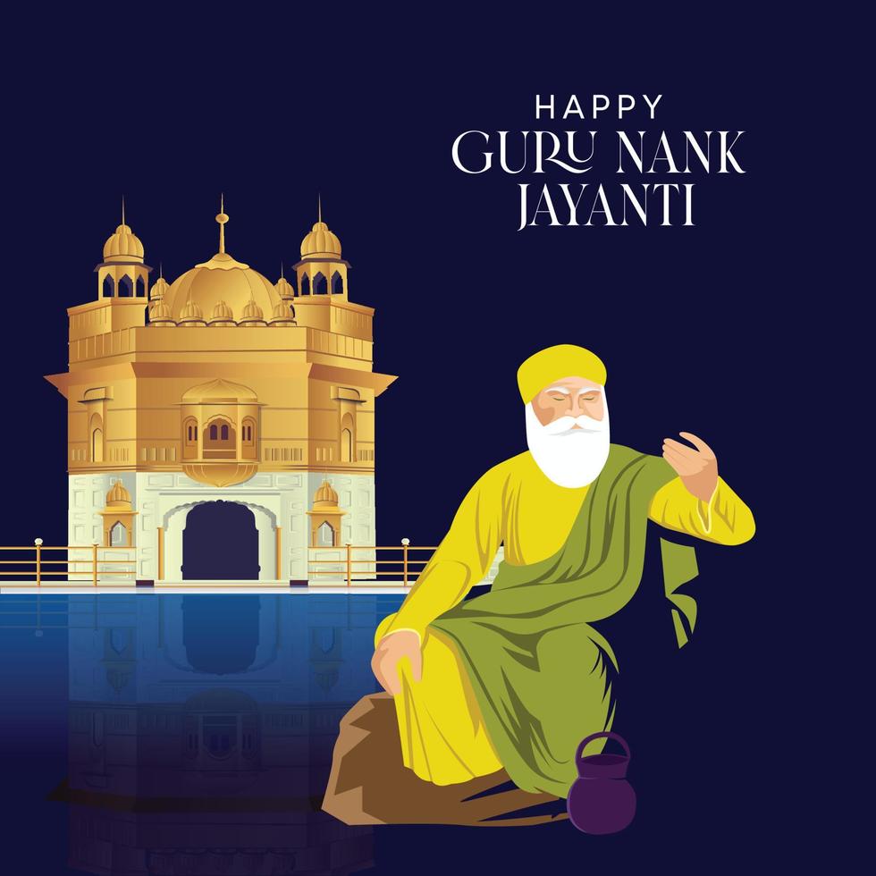 ilustración de happy gurpurab, guru nanak jayanti festival de fondo de celebración sikh vector