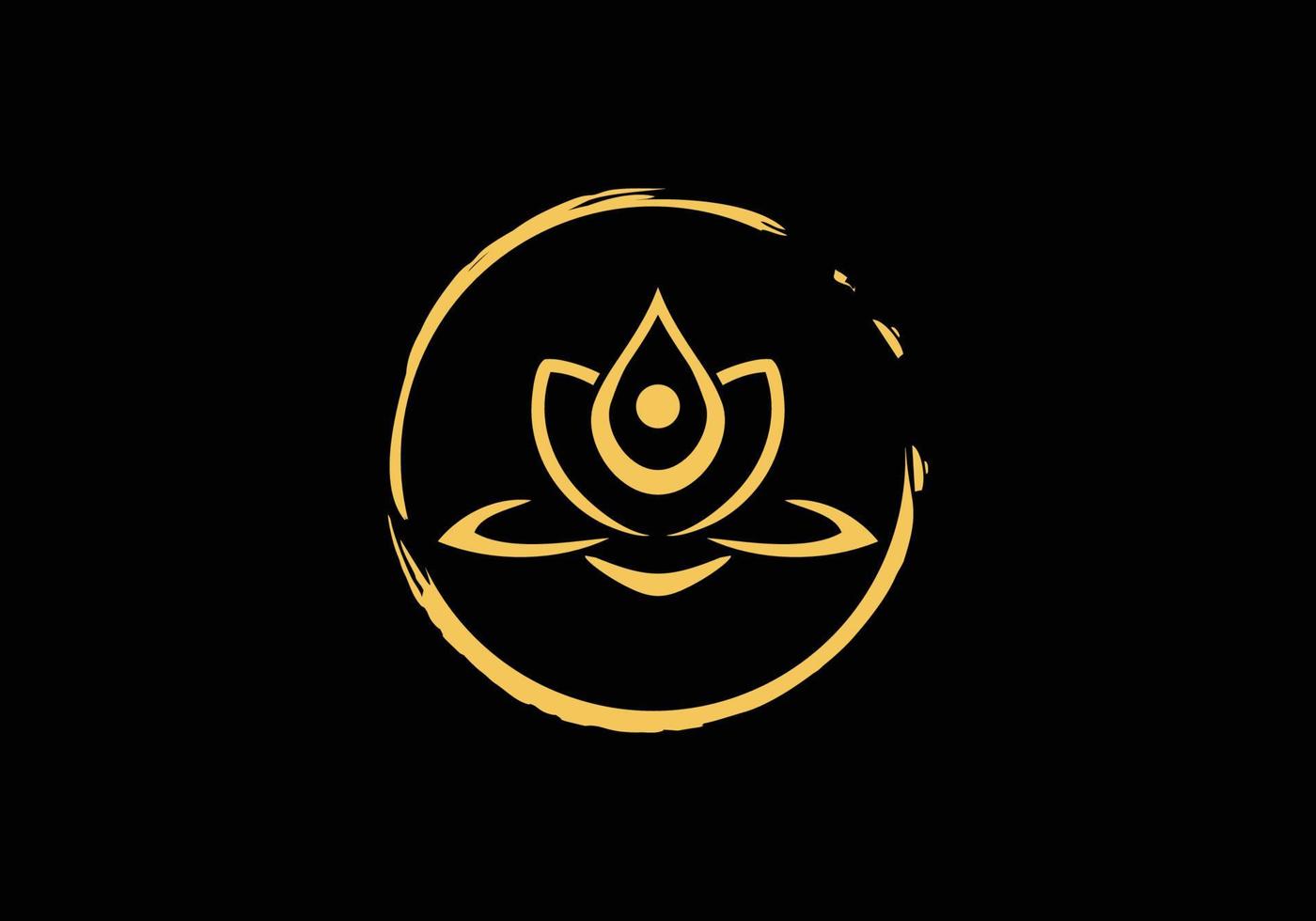 symbolis yoga icon golden Circle Focus Center whit lotus vector