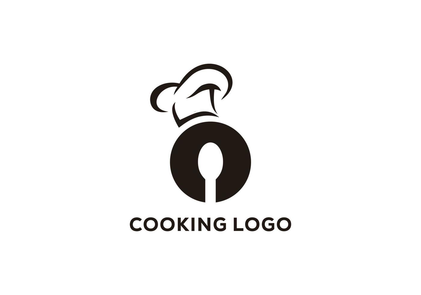 logo del icono del sombrero de chef con platos y cuchara vector