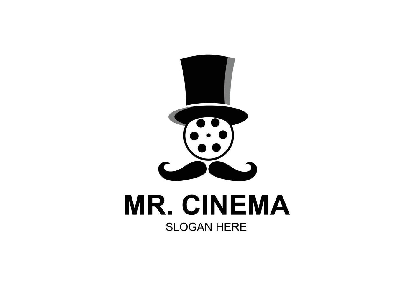 Mr. cinema with hat black Logo symbol Template Design vector