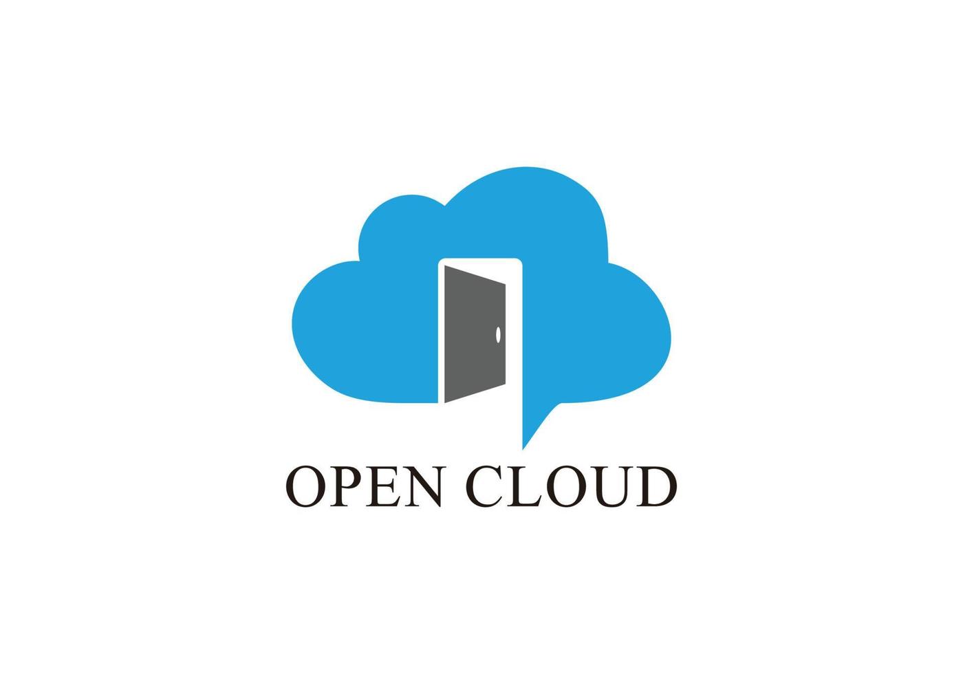 cloud symbol opens with a black door icon vector