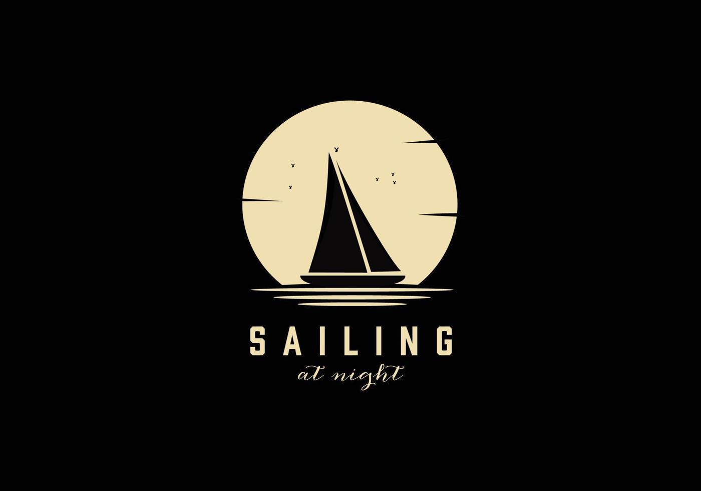 Simple Sailing Yacht Silhouette Logo design inspiration vector