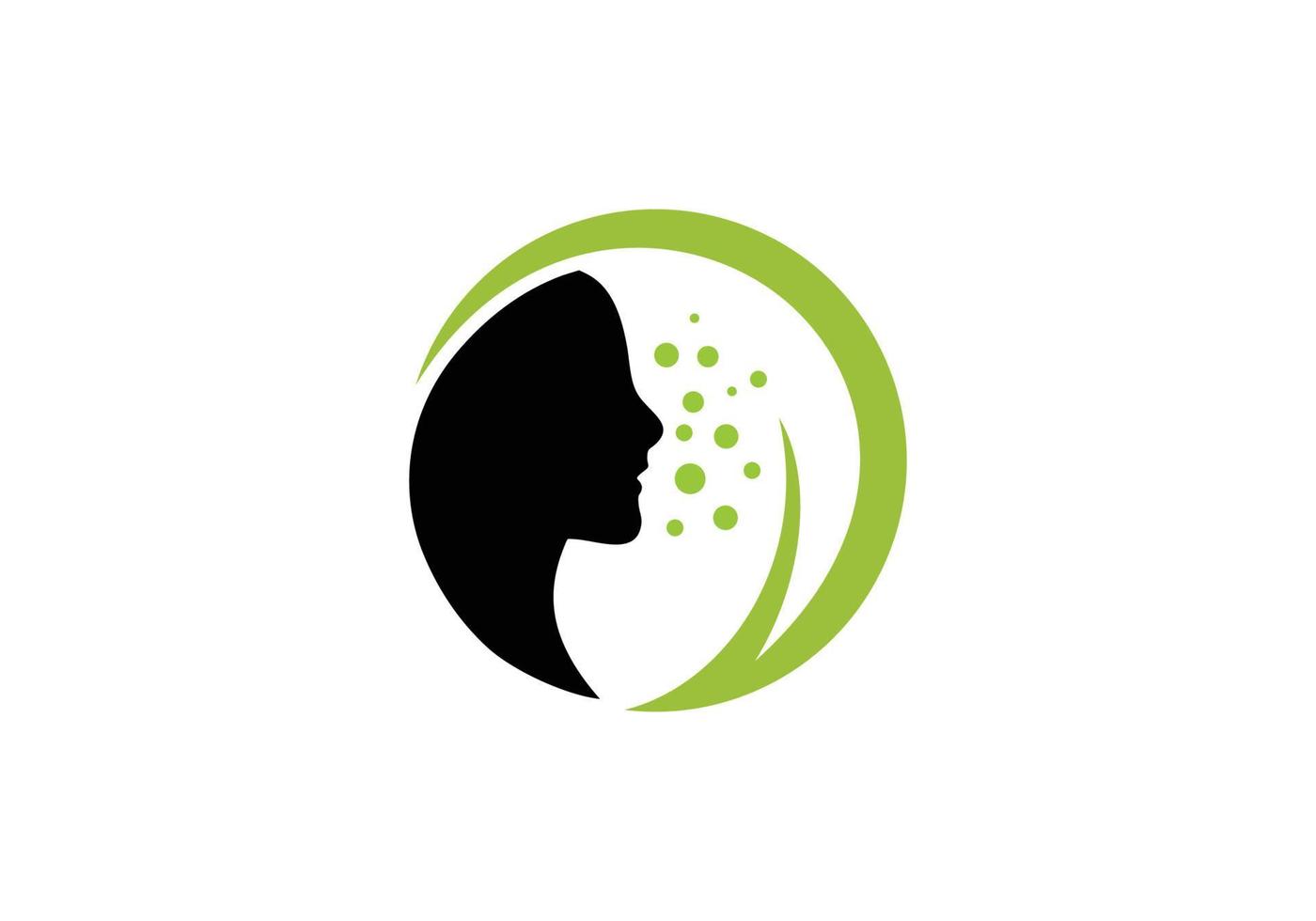 illustration of a natural female face symbol of leaves vector