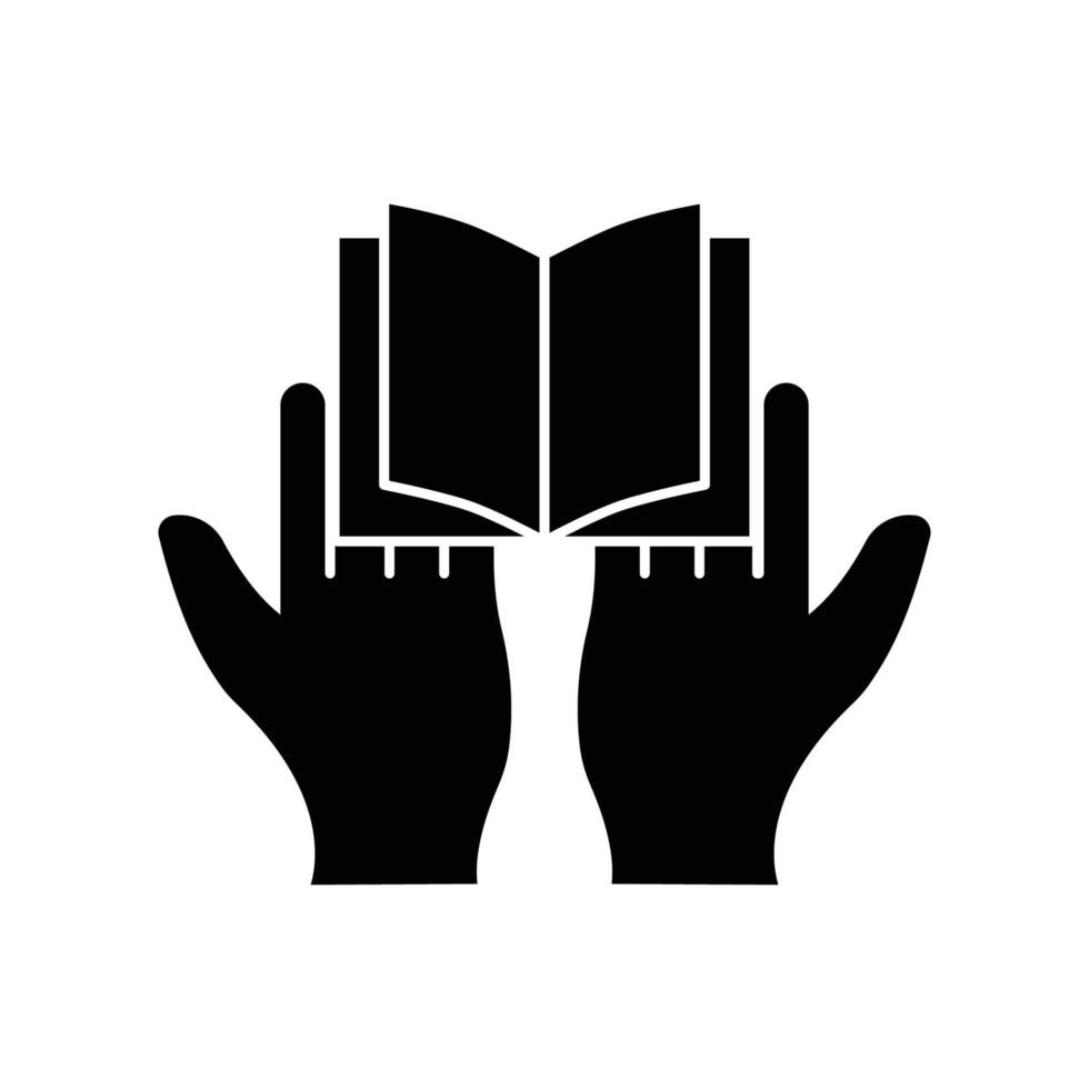 icono de mano con libro abierto. estilo de glifo. silueta. adecuado para el icono de la literatura, la educación. diseño simple editable. vector de plantilla de diseño