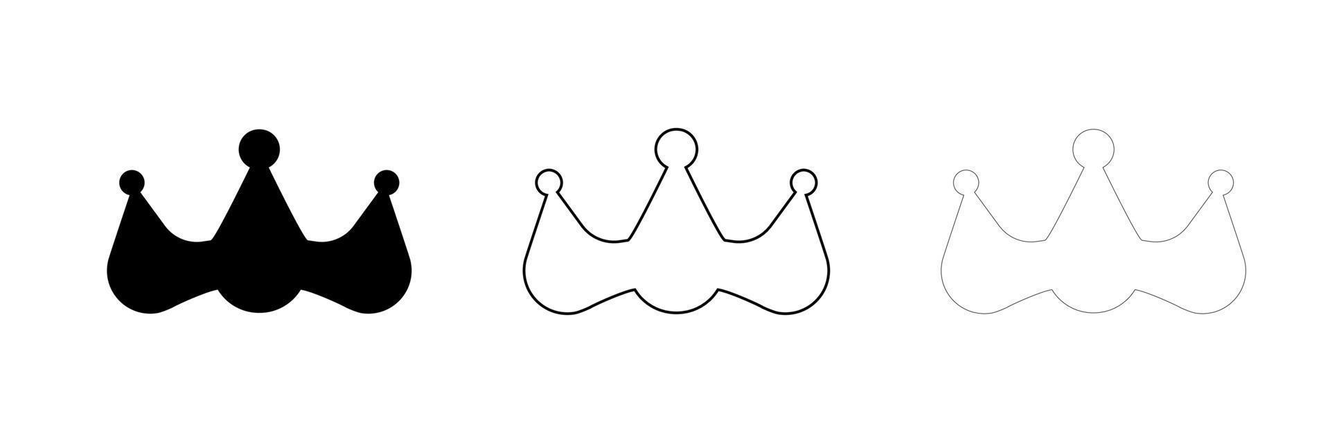 Modern Crown silhouette icon design template. Modern crown set in different thicknesses. Award icon on background for graphic and web design. Internet concept symbol for website button or mobile app. vector