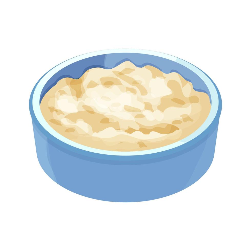 gachas de avena en un tazón, plato en estilo de dibujos animados aislado sobre fondo blanco. muesli, desayuno saludable. . ilustración vectorial vector