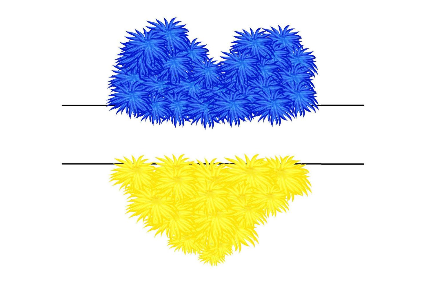 Ukrainian flag, National flag from flowers monogram with two colors blue and yellow. Elements for design. Painted texture . Vector illustration