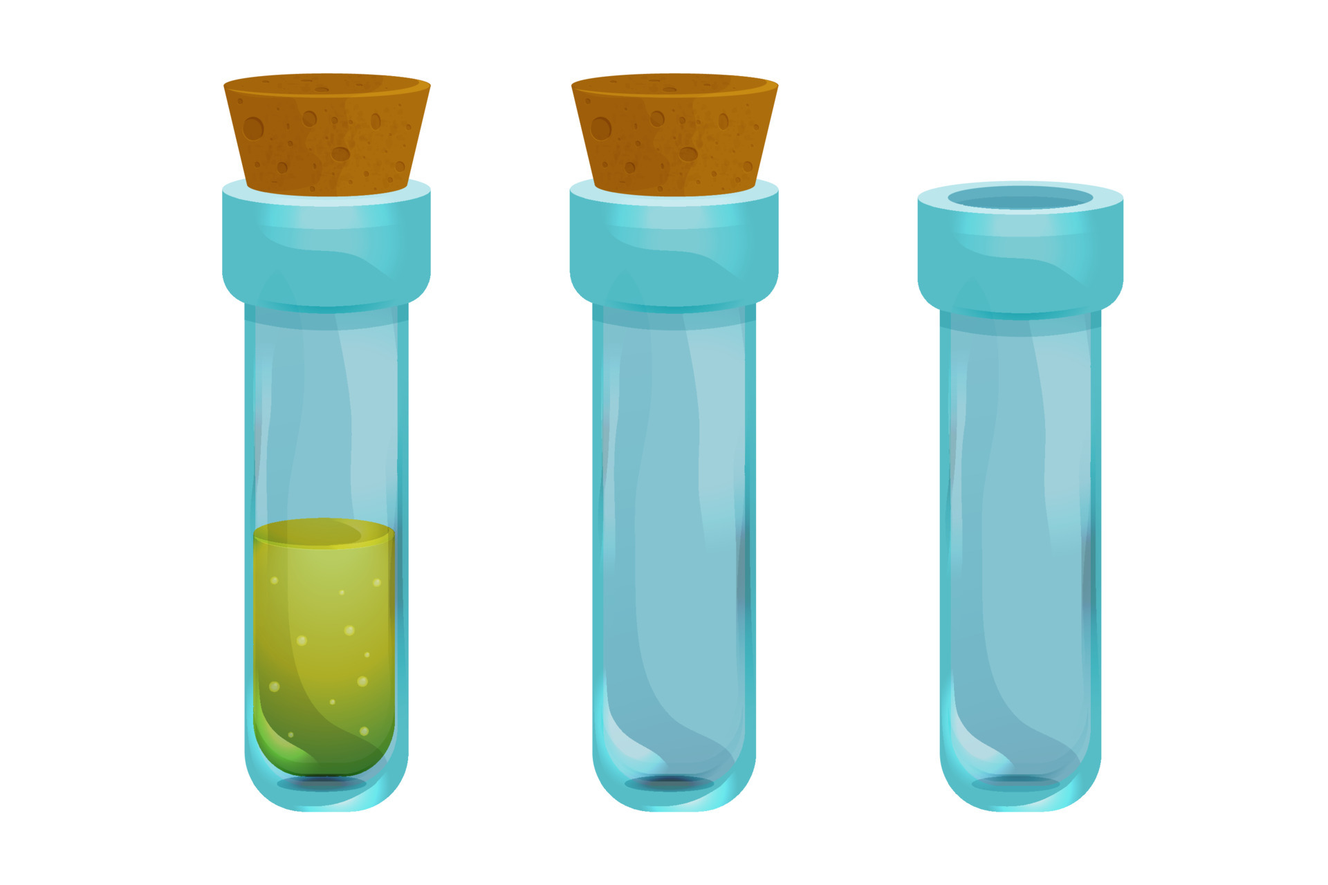 Set of bottles magic potion game icons liquid Vector Image