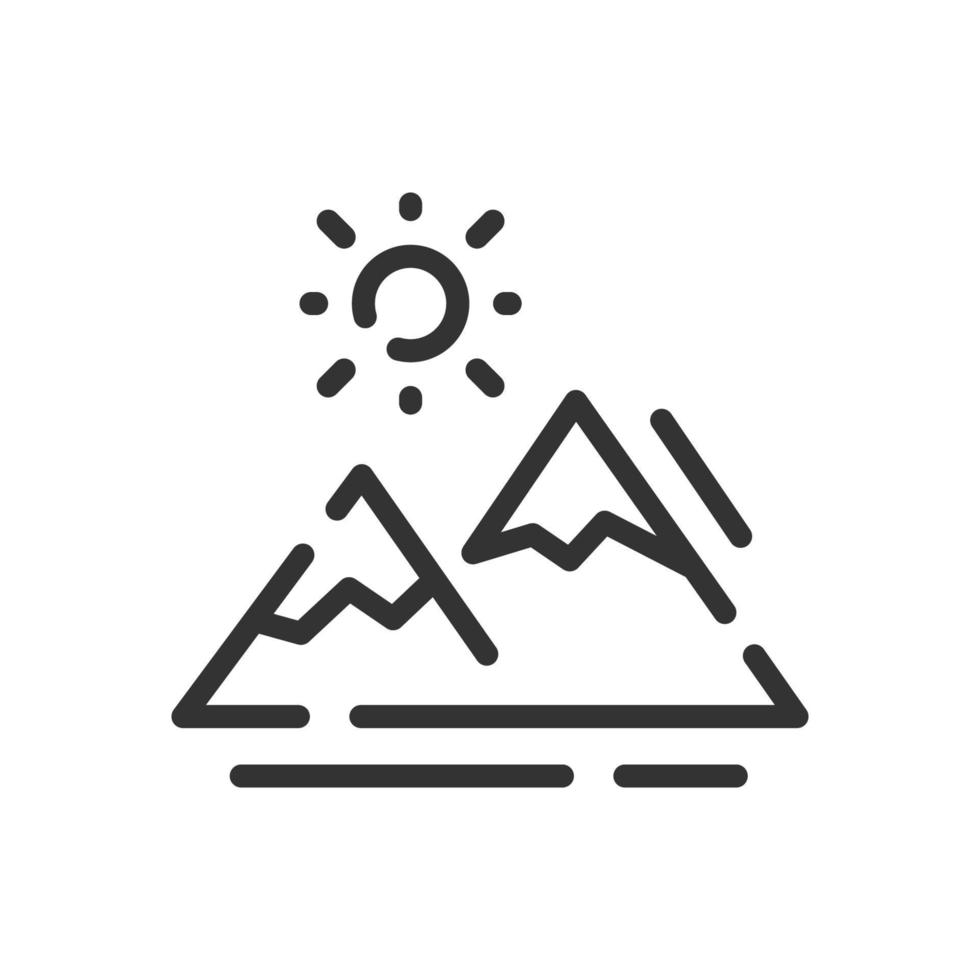 icono de montaña en estilo simple de una línea vector