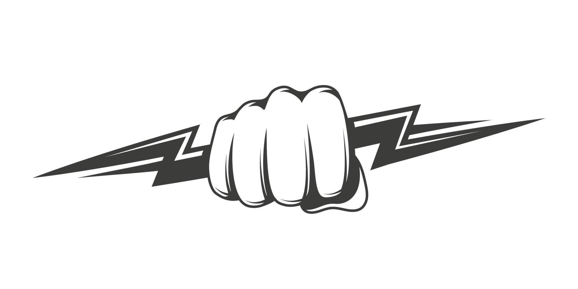 Fist and zipper isolated on white background vector