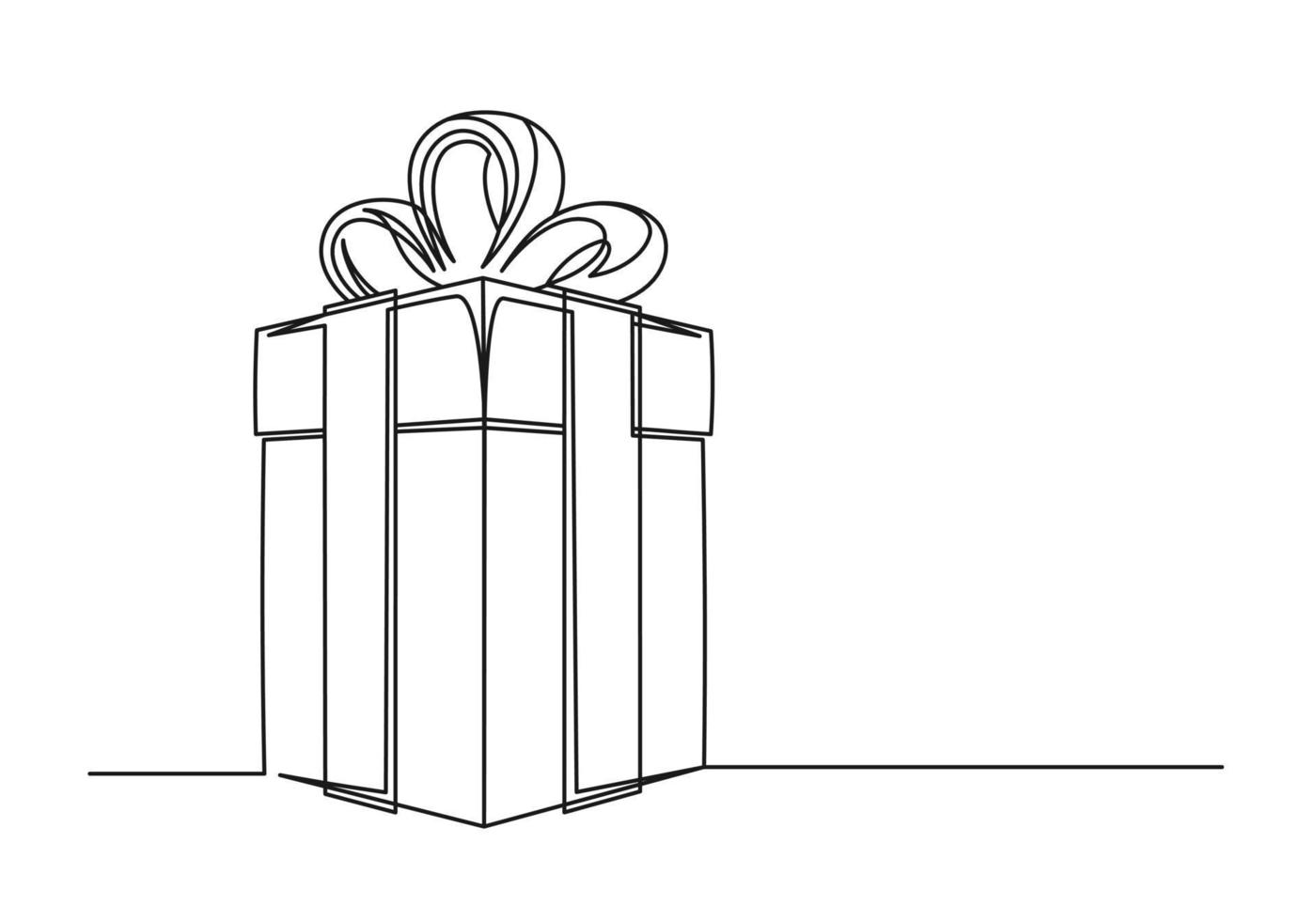 Gift box continuous one line drawing vector