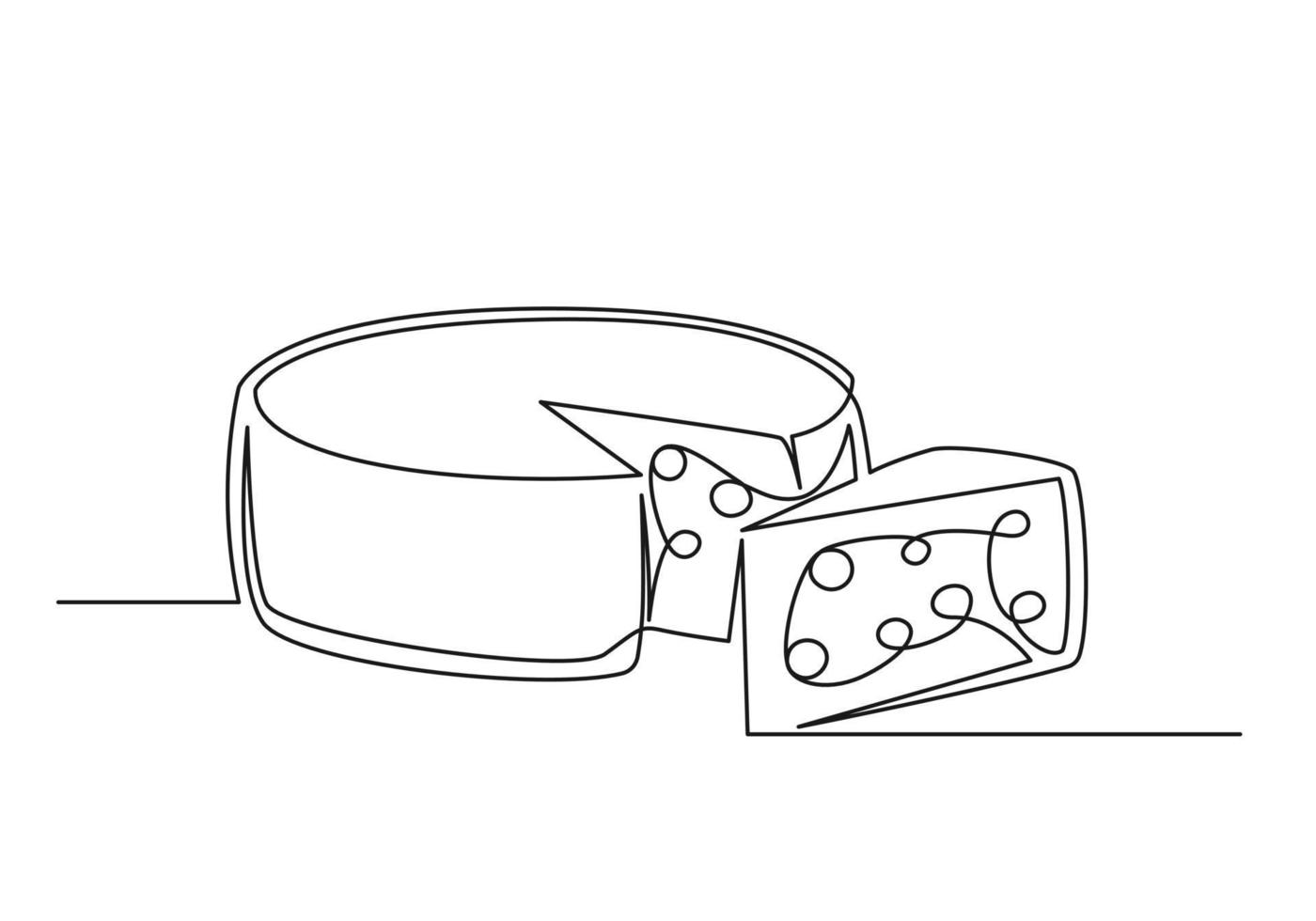 Continuous one line drawing of an cheese vector