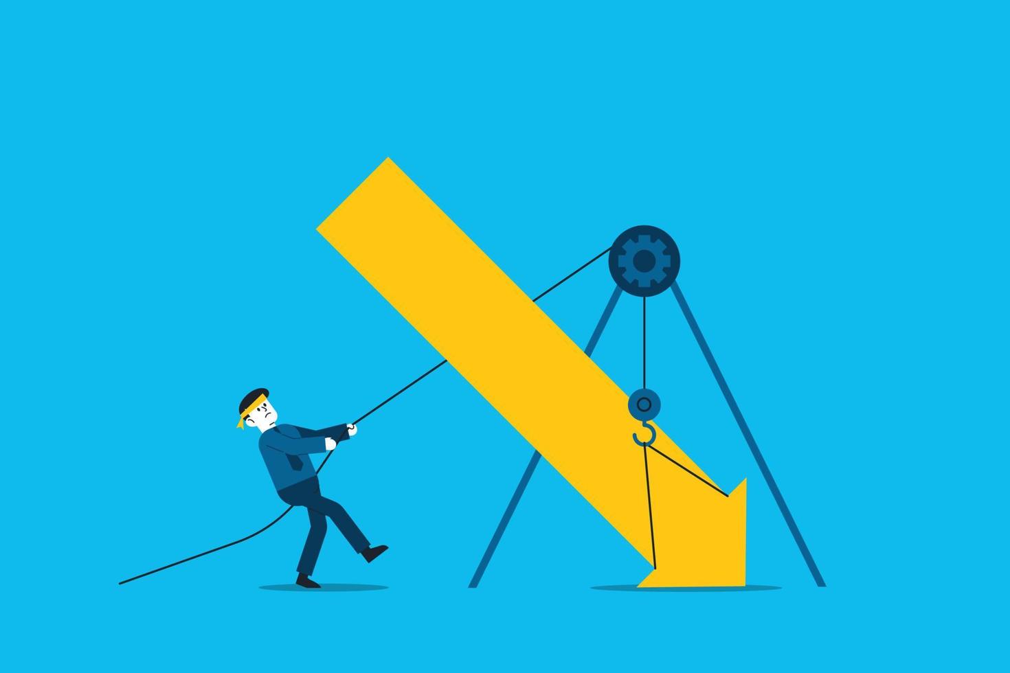 Businessman changing the direction of the arrow. vector