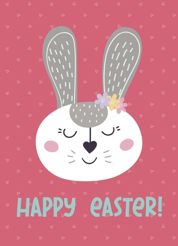 Happy Easter. Greeting card with Easter bunny. vector