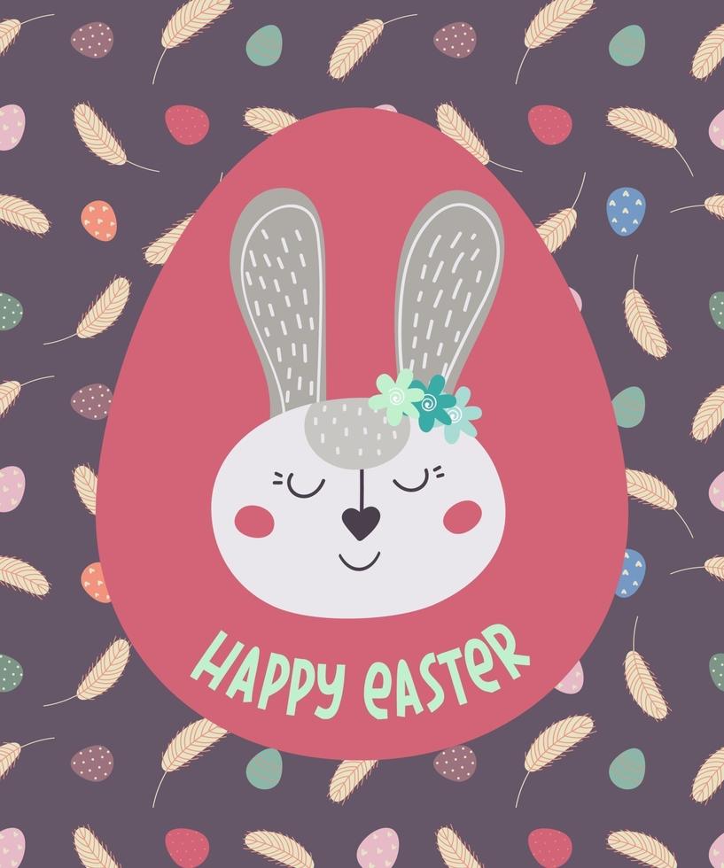 Happy Easter. Greeting card with Easter bunny vector