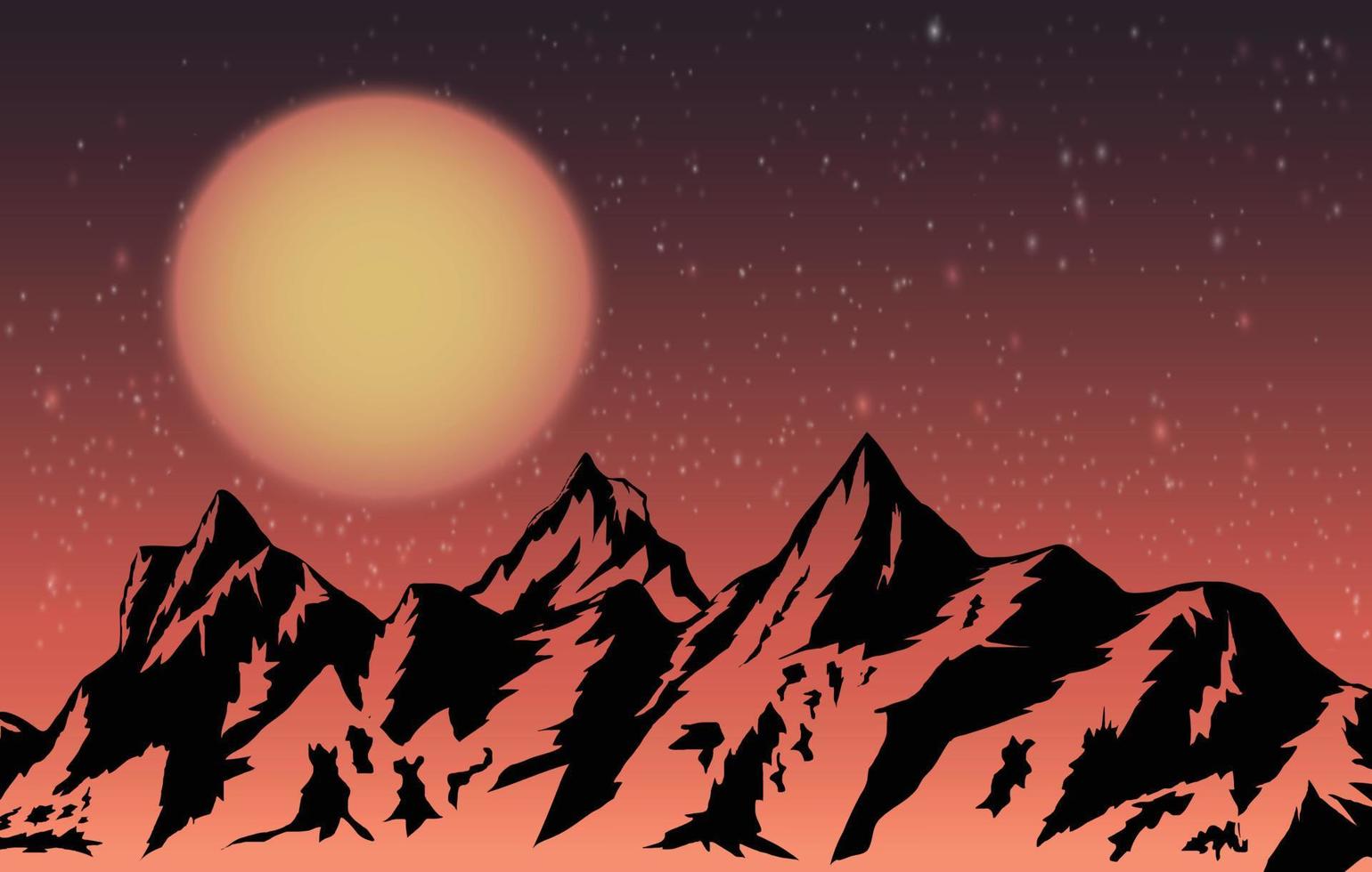 mountains with sunset vector