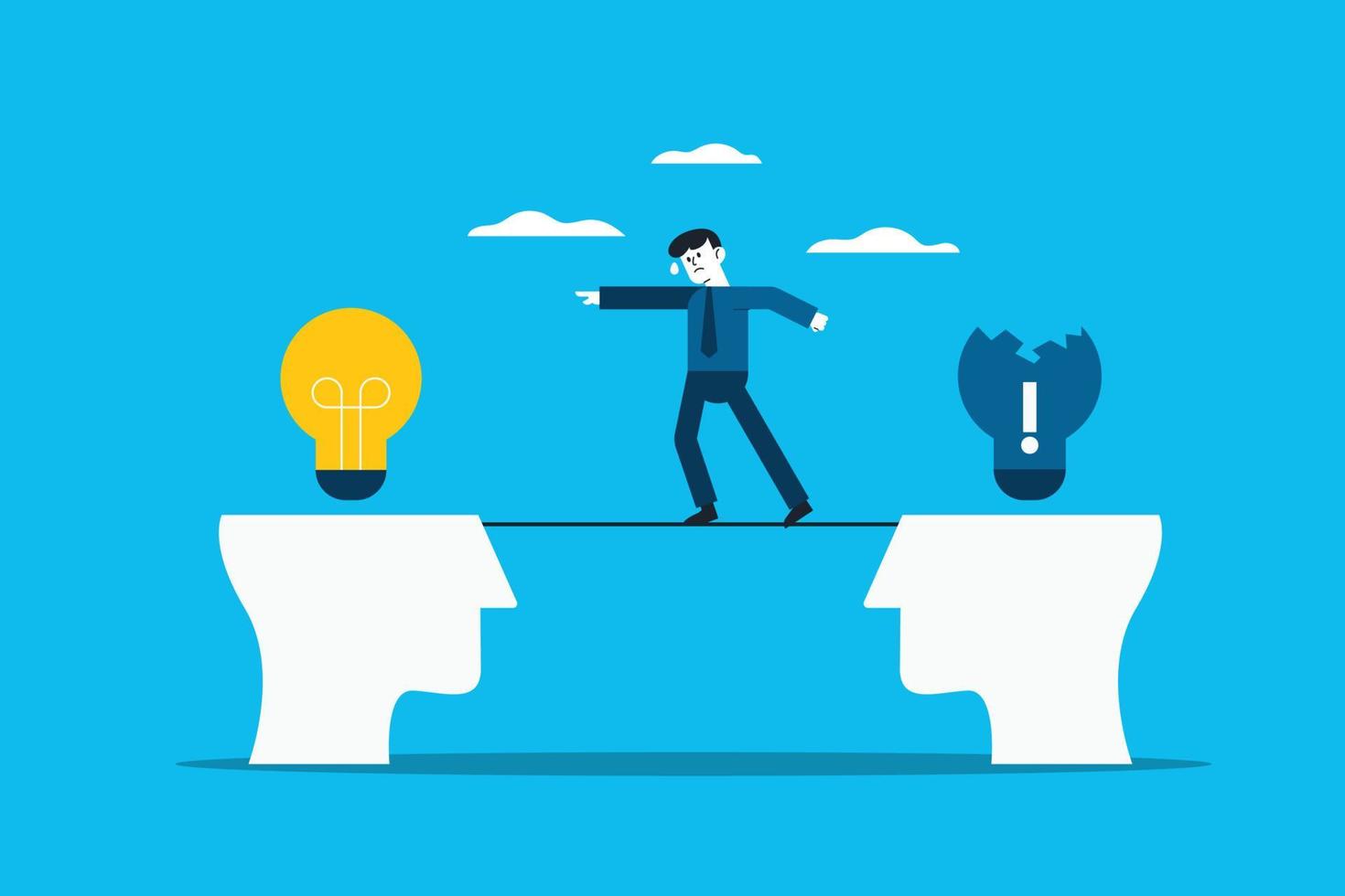 Business transformation, change management or transition to better innovative company, improvement and adaptation to new normal concept, smart businessman jump from old to new shiny lightbulb idea vector