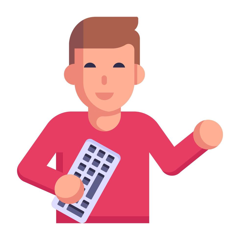 Person holding keyboard, flat icon with high graphics vector
