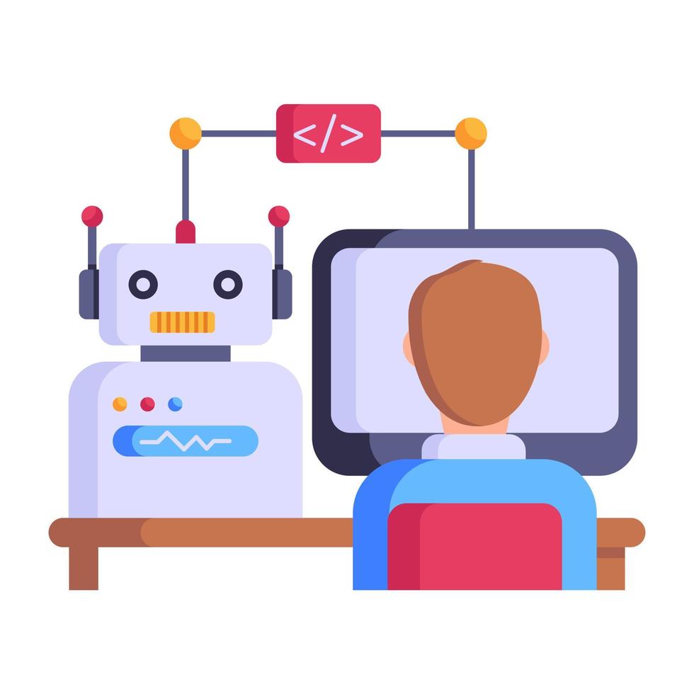 A well-designed flat icon of robot vector