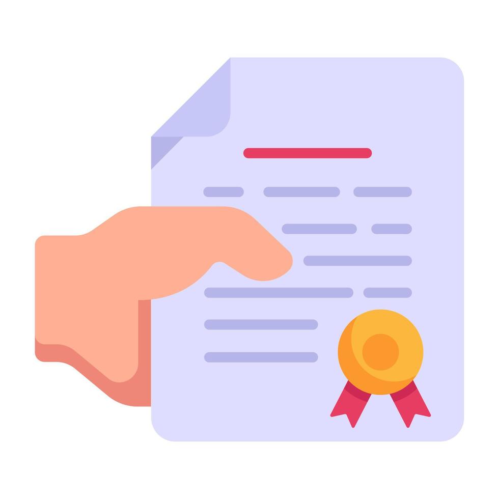 Verified shield on paper denoting a flat icon of secure contract vector