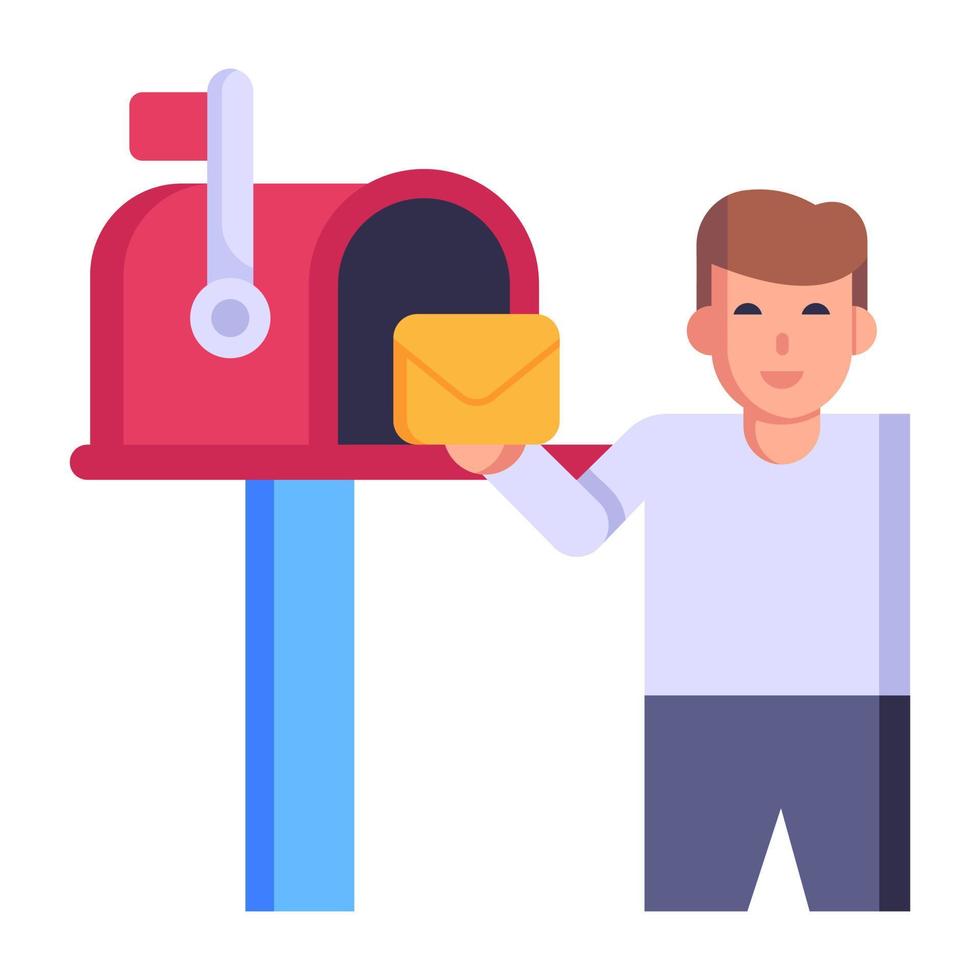 A trendy flat icon of a mailbox vector
