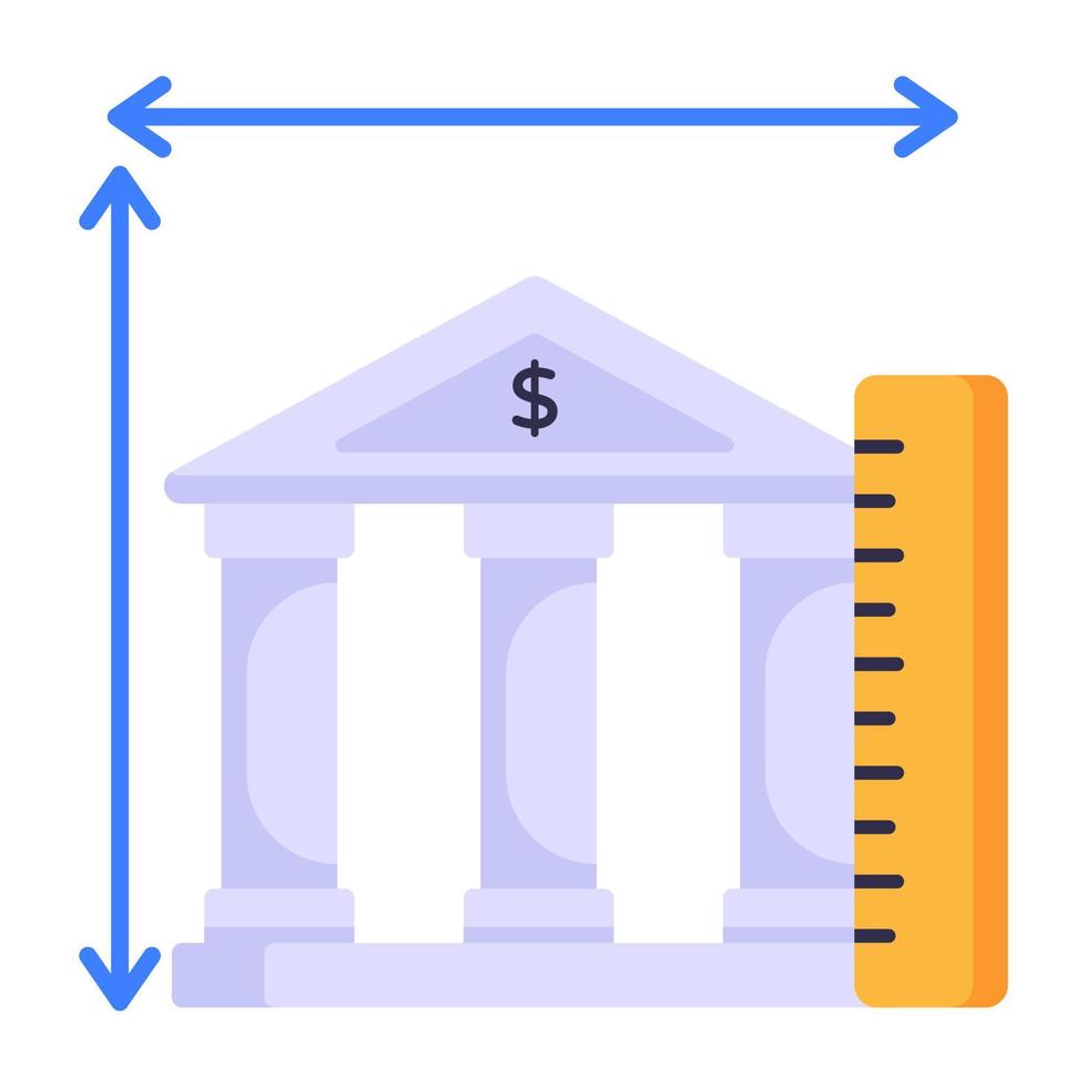 bienes raíces y escala de medición, icono plano de medición de propiedad vector