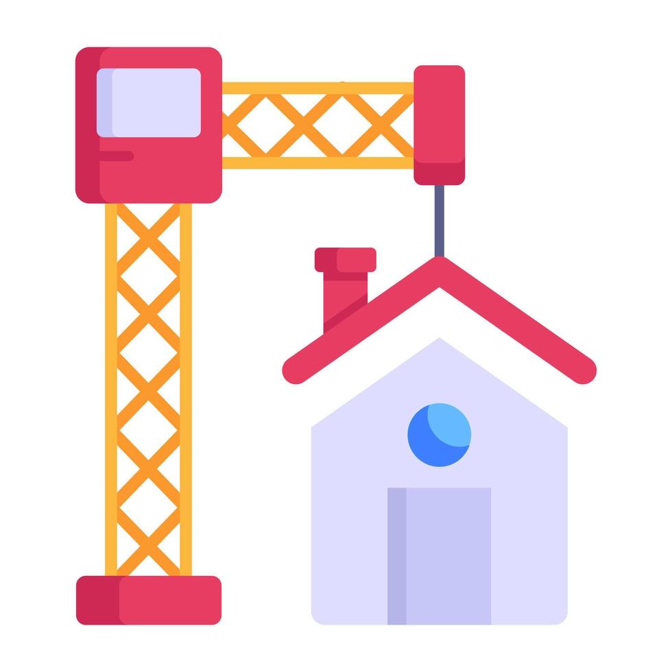 A well-designed flat icon of home construction vector