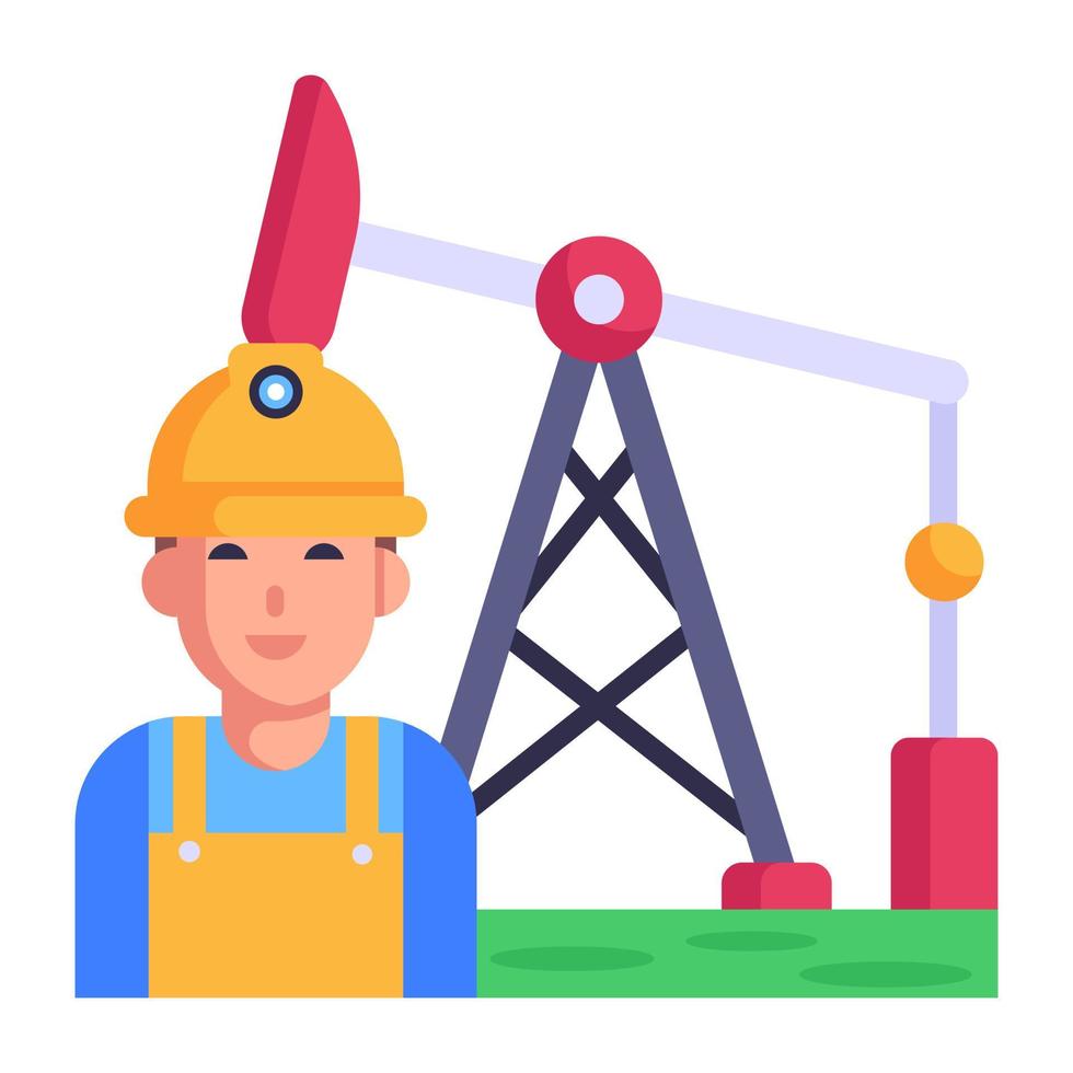 Grab this amazing flat icon of petroleum engineer vector