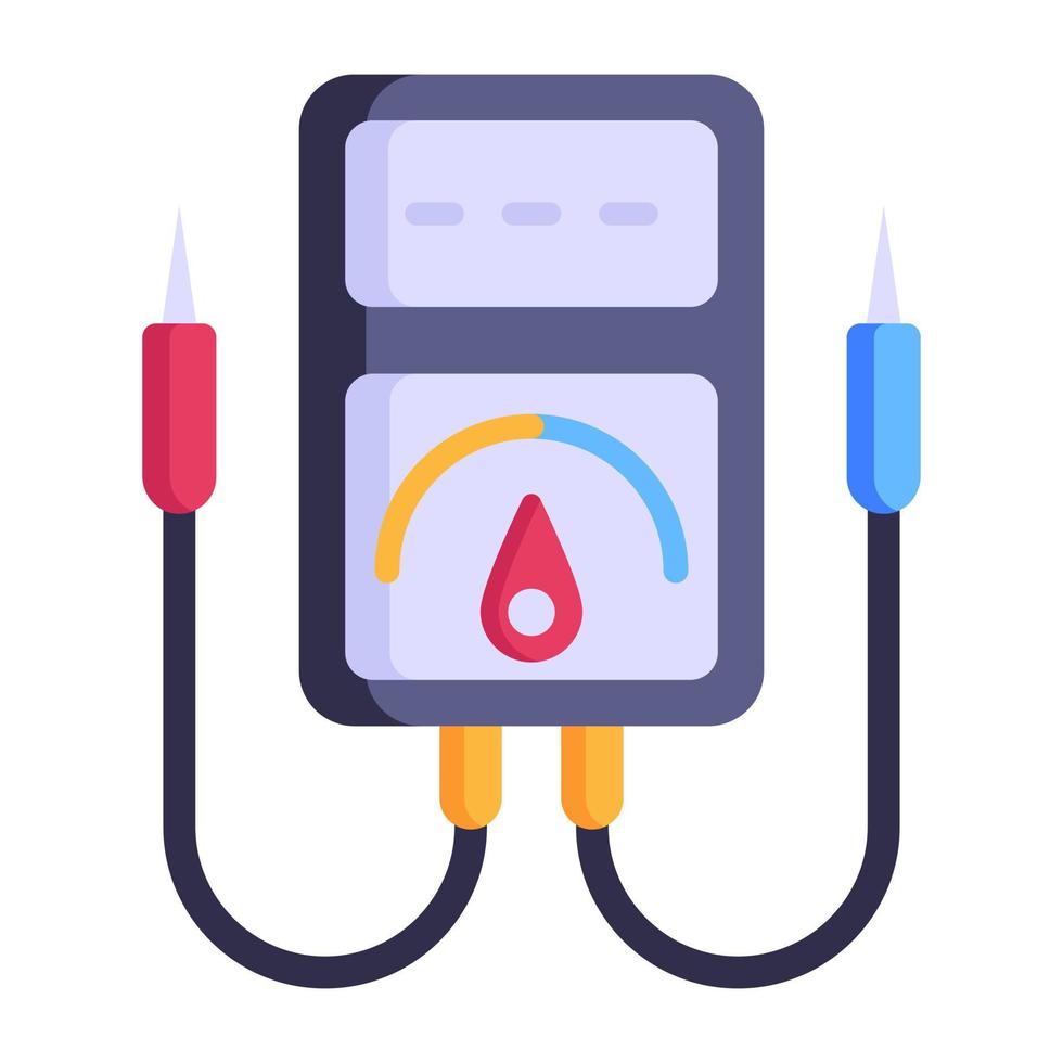 dispositivo de prueba de voltaje, icono plano de voltímetro vector