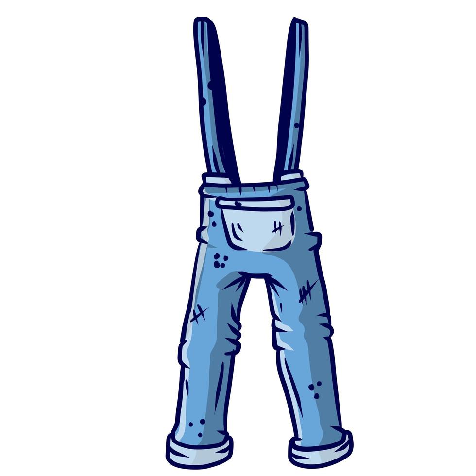Blue overalls for the worker. Denim Clothing with pockets. vector