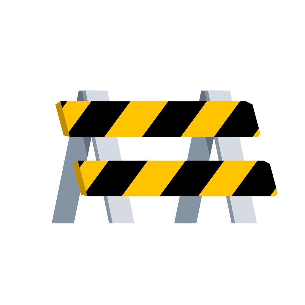 Road barrier. Parking fence. Striped yellow sign. Repair and construction vector