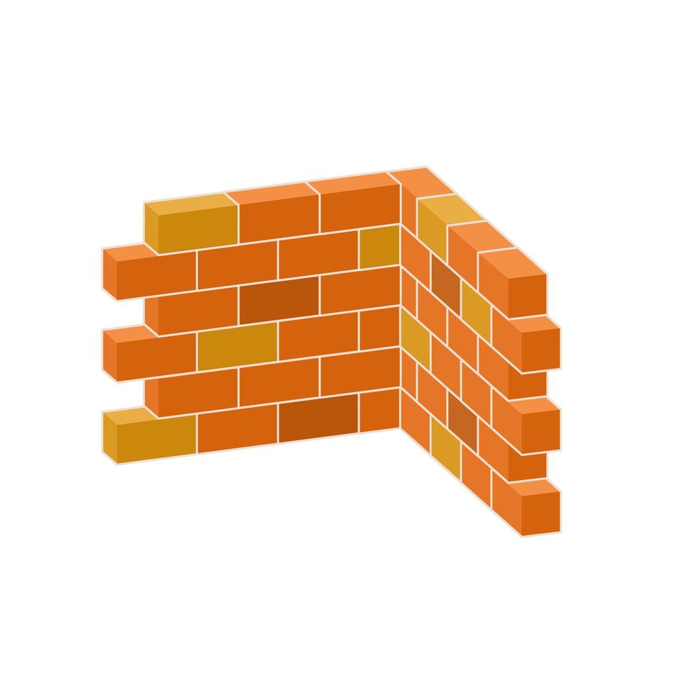 Red brick wall of house. Element of building construction vector