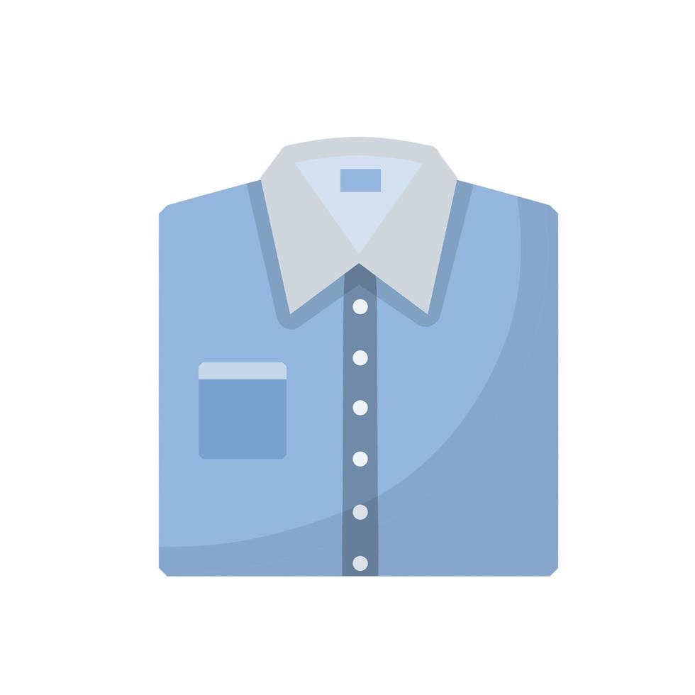 Folded shirt. Square man fashion icon. Blue office clothes isolated on white background vector