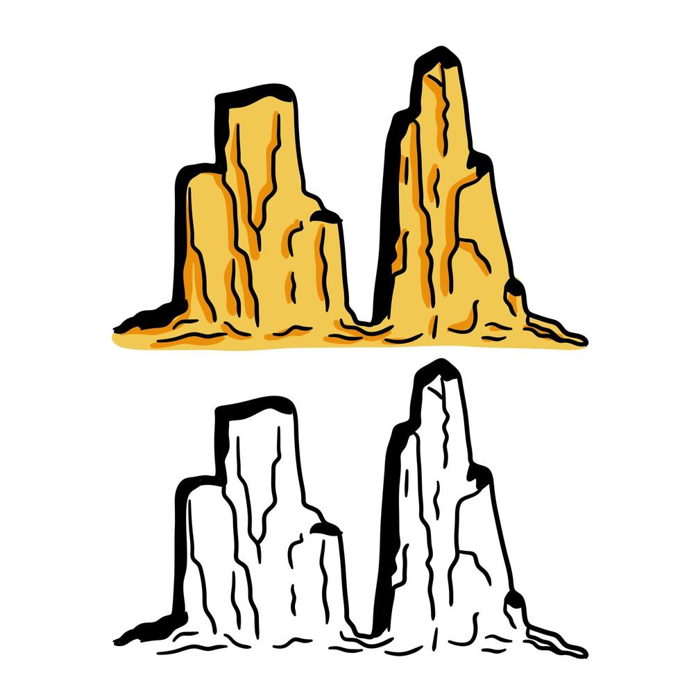 Set of Midwestern mountains. Element of steppe and desert. vector