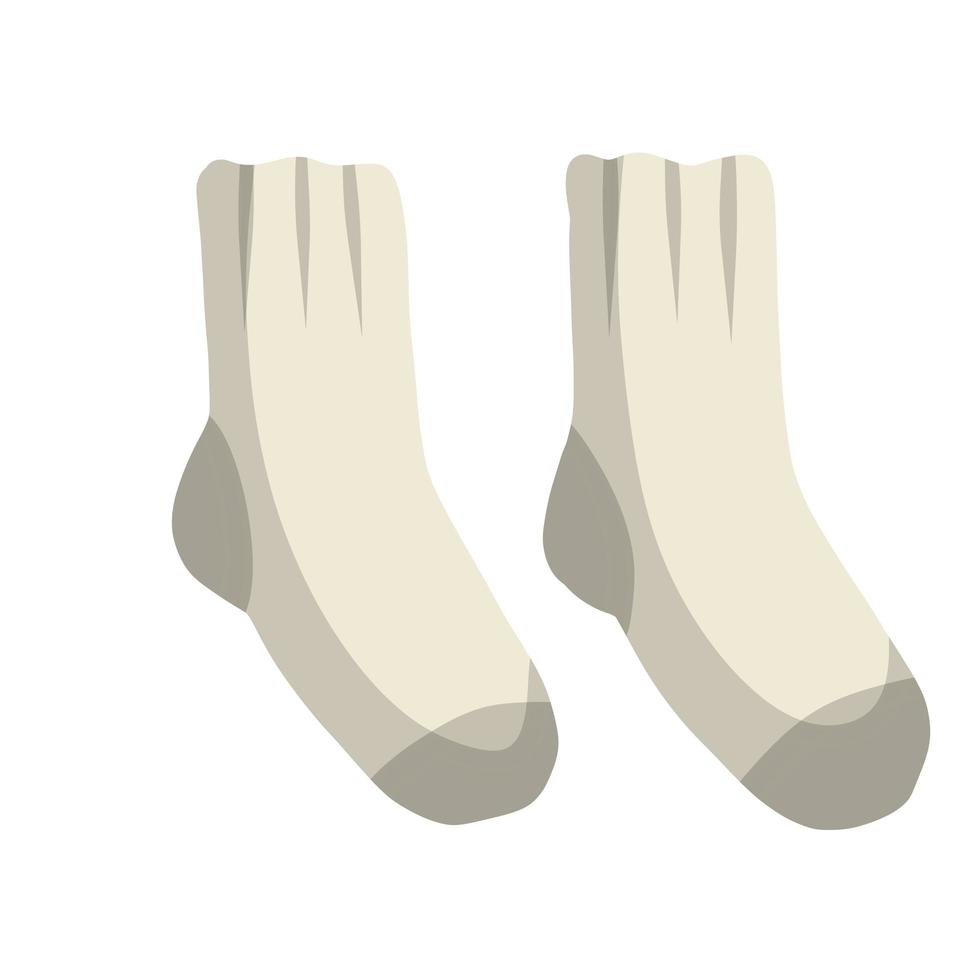 juego de viejos calcetines blancos. ropa de abrigo gris para los pies. vector