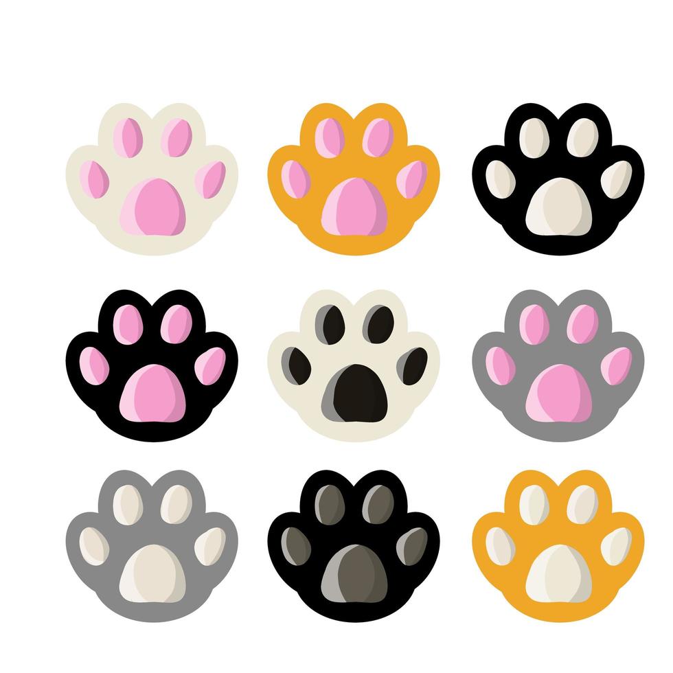 vector stock conjunto de patas gatos en blanco