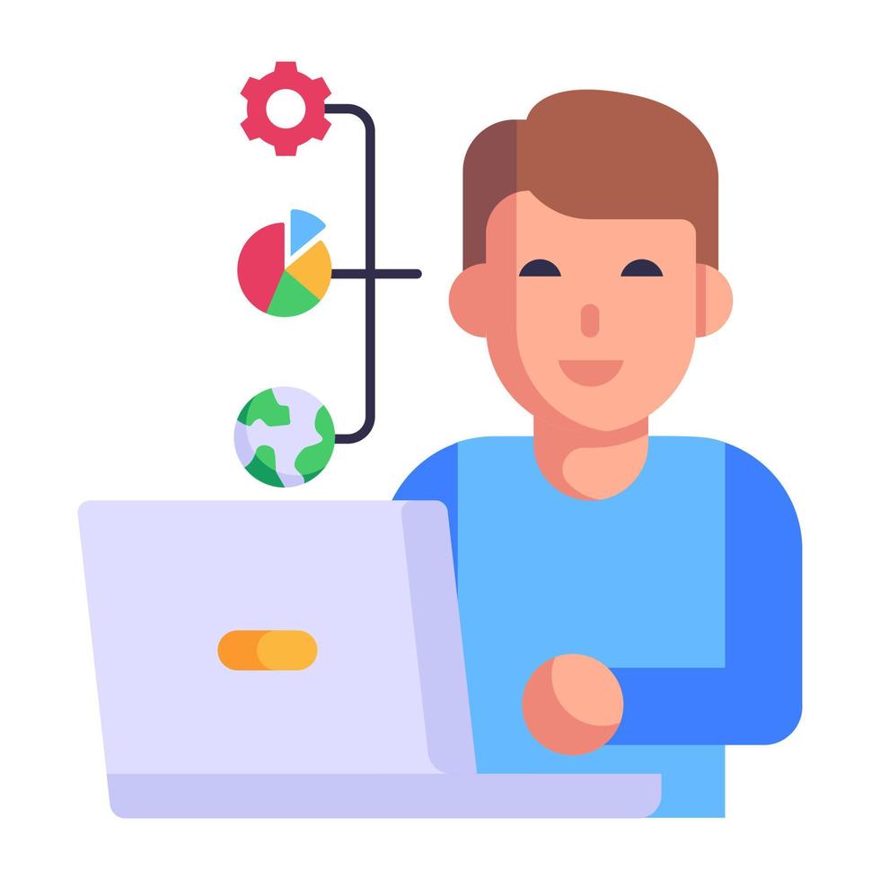 Flat style icon of online services, vector