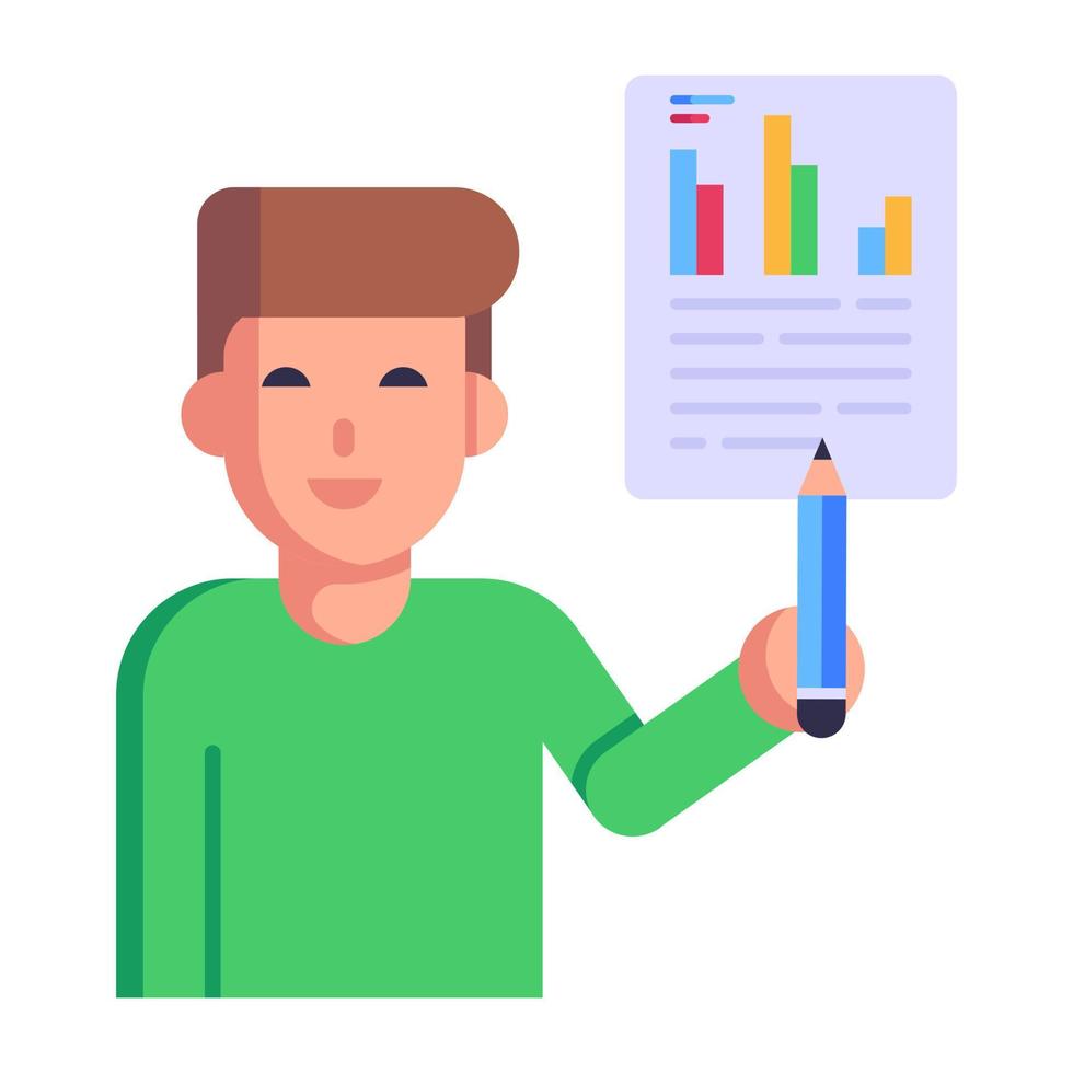 Business data analysis, flat icon of report writing vector