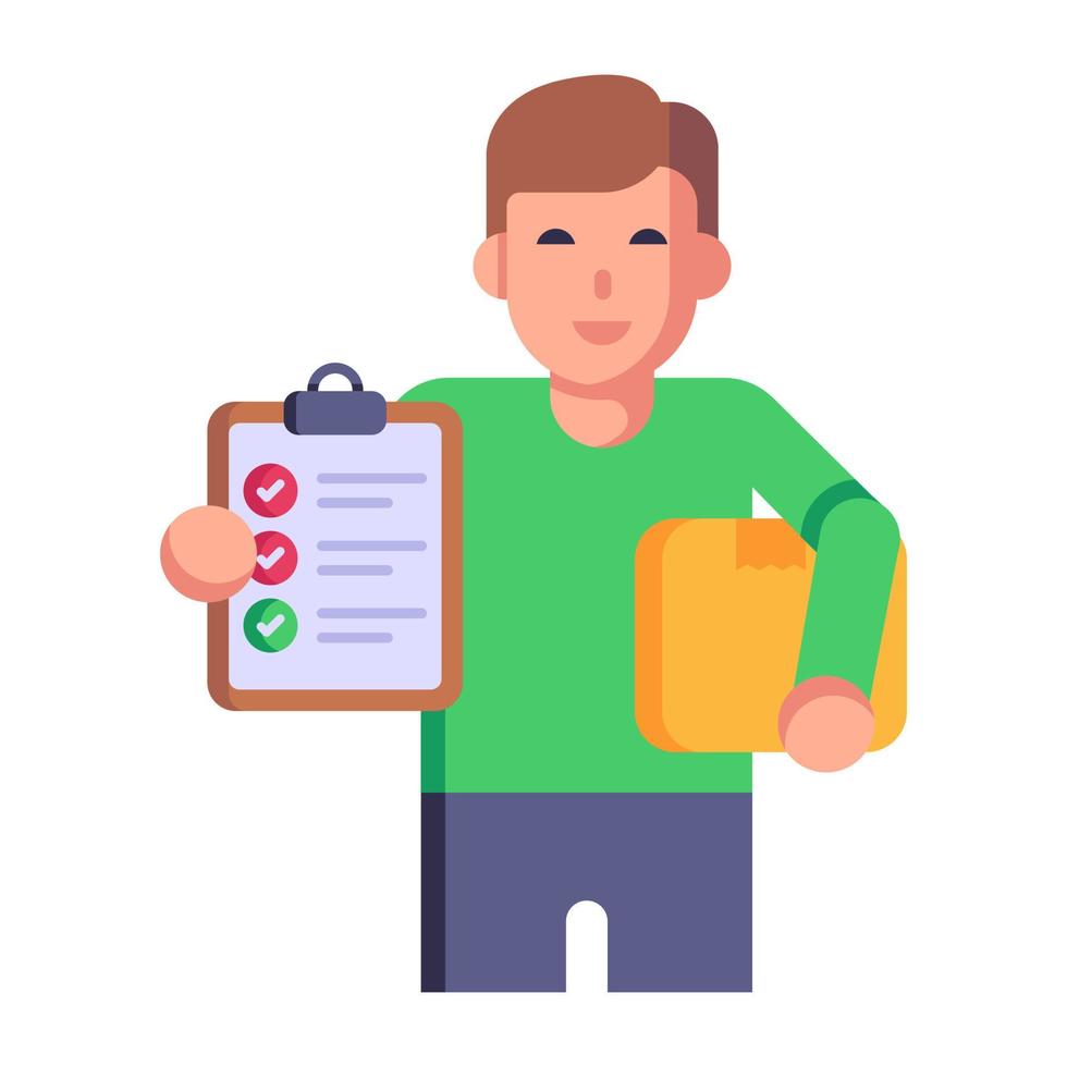 An icon of cargo with parcel, flat design vector