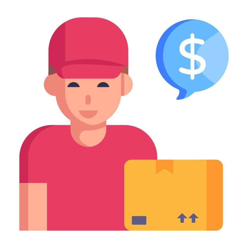 An icon of cargo with parcel, flat design vector
