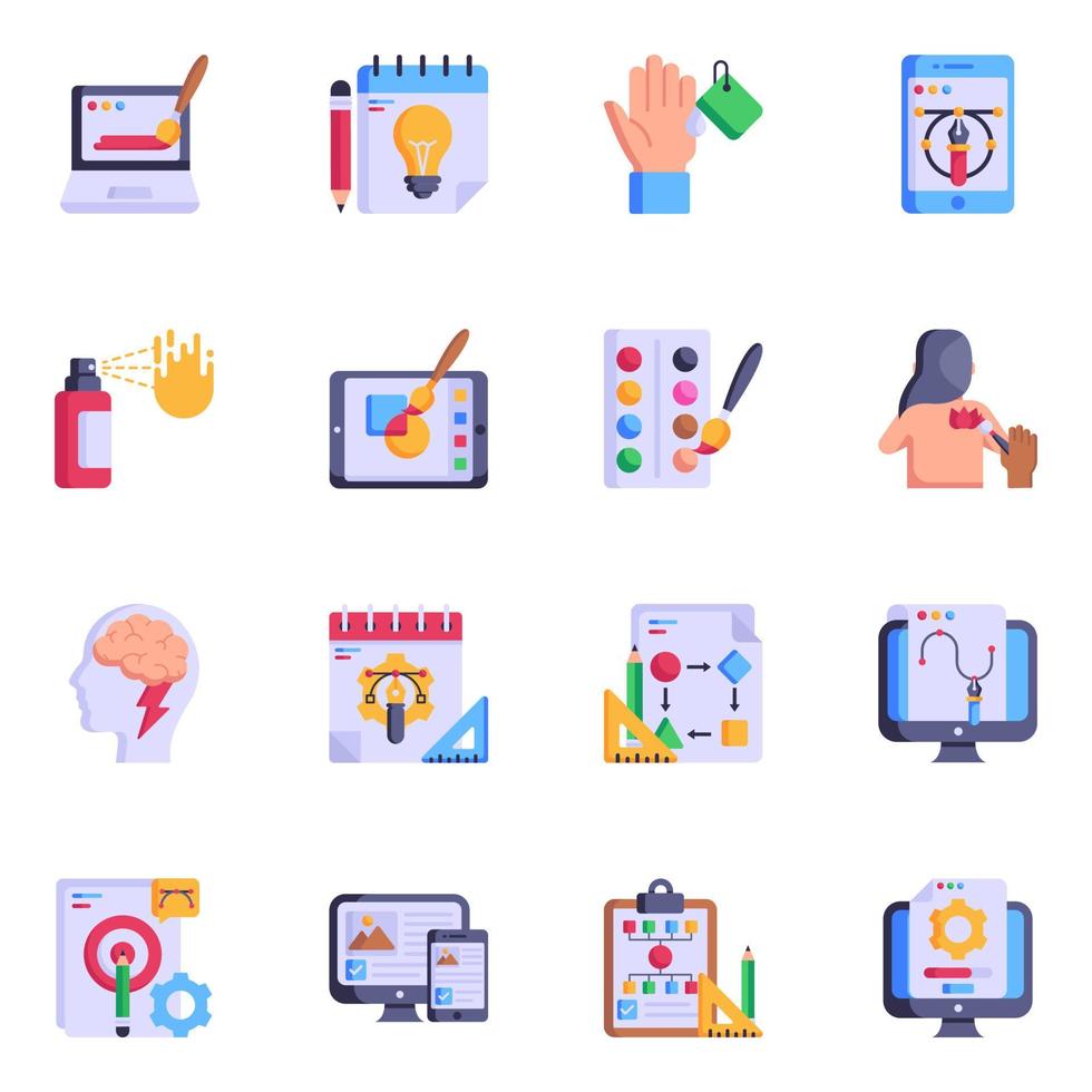 Pack of Digital Designing Flat Icons vector