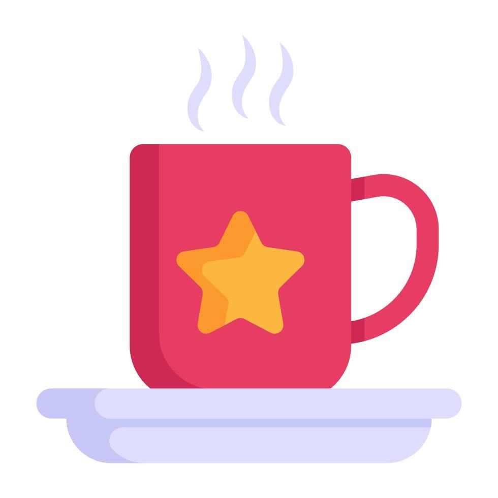 Hot sizzling tea cup flat icon vector